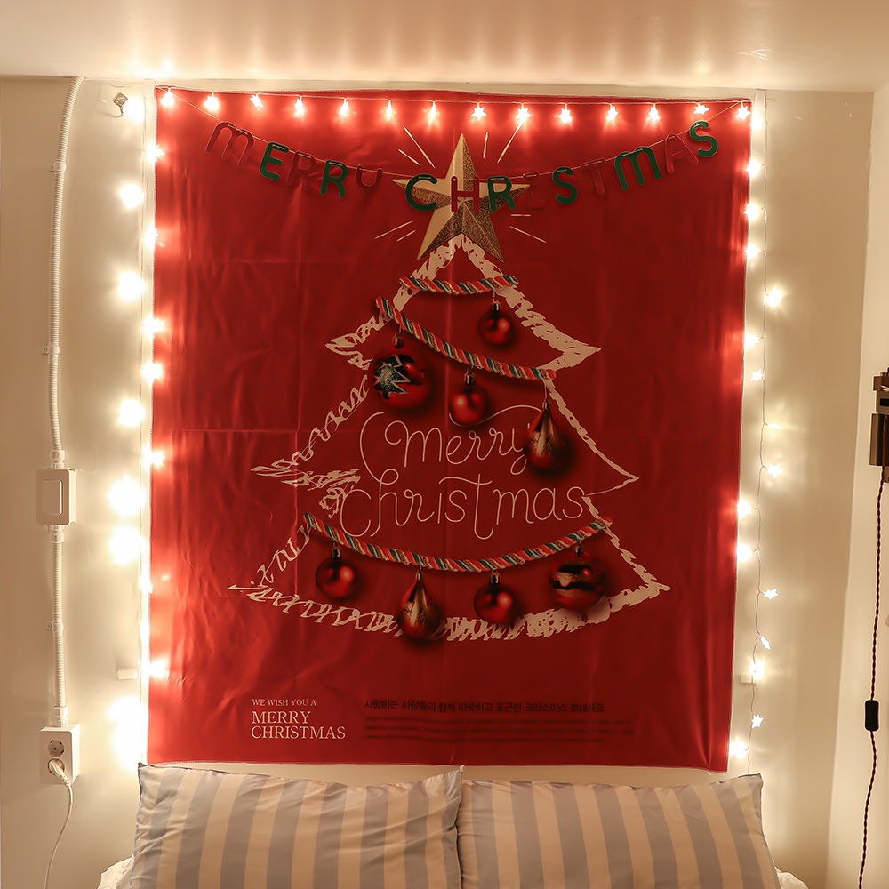 Aspasia ฤดูหนาว Sentimment คริสต์มาสตกแต่งภายในโปสเตอร์ผ้า 3 ขนาด + พวงมาลัยคริสต์มาส + ไฟดาว