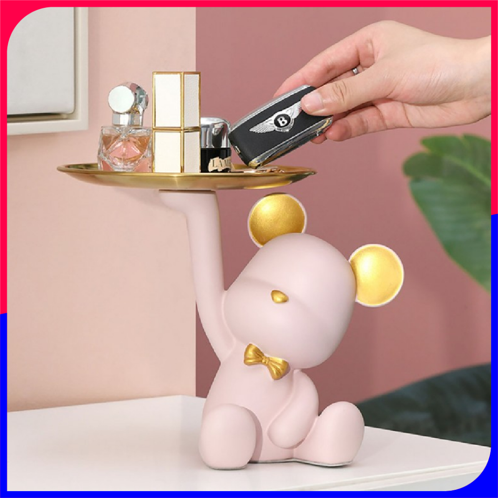 Bear Butler Tray Sculpture – Elegant Decor Objet / Valet Catchall
