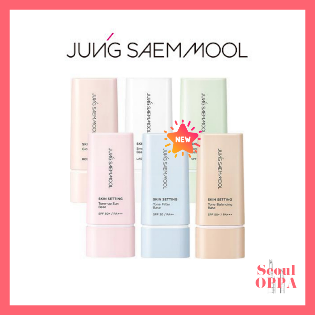 [Jung Saem Mool] NEW Skin Setting Base 40ml 7Type (Water Sun, Tone Correcting, Tone Balancing, Smoothing, Tone-up Sun, Glowing, Tone Filter Base) ใหม่ ฐานการตั้งค่าผิวฐานรองพื้นปรับสมดุลโทนเสียงเรืองแสง รองพื้น ไพรเมอร์ SPF 50+/PA+++ JSM Makeup Primers