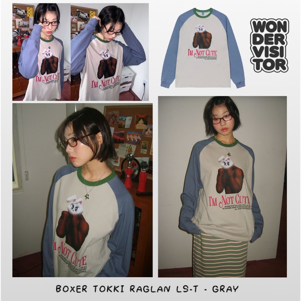 [WONDER PROJECT] BOXER TOKKI RAGLAN LS-T -  GREY (52-WV-T04)