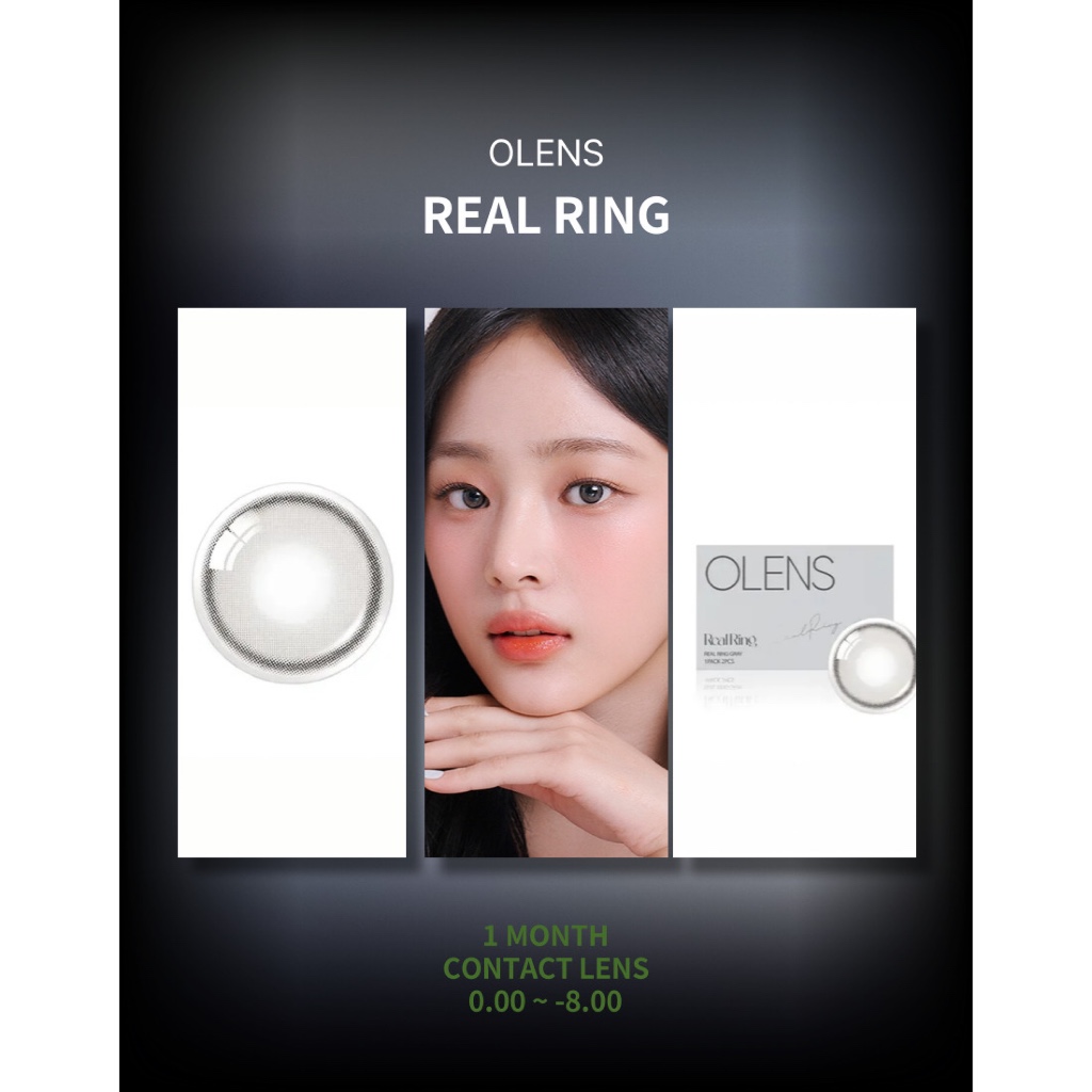 [OLEN] คอนแทคเลนส์ 1 เดือน <REAL RING> (สีเทา) (2P)(12.5mm)