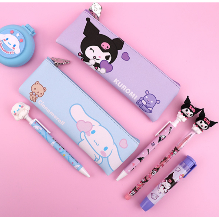 [Sanrio] กล่องดินสอ Flat Pouch เครื่องเขียนเกาหลีน่ารัก Kuromi / Cinnamoroll
