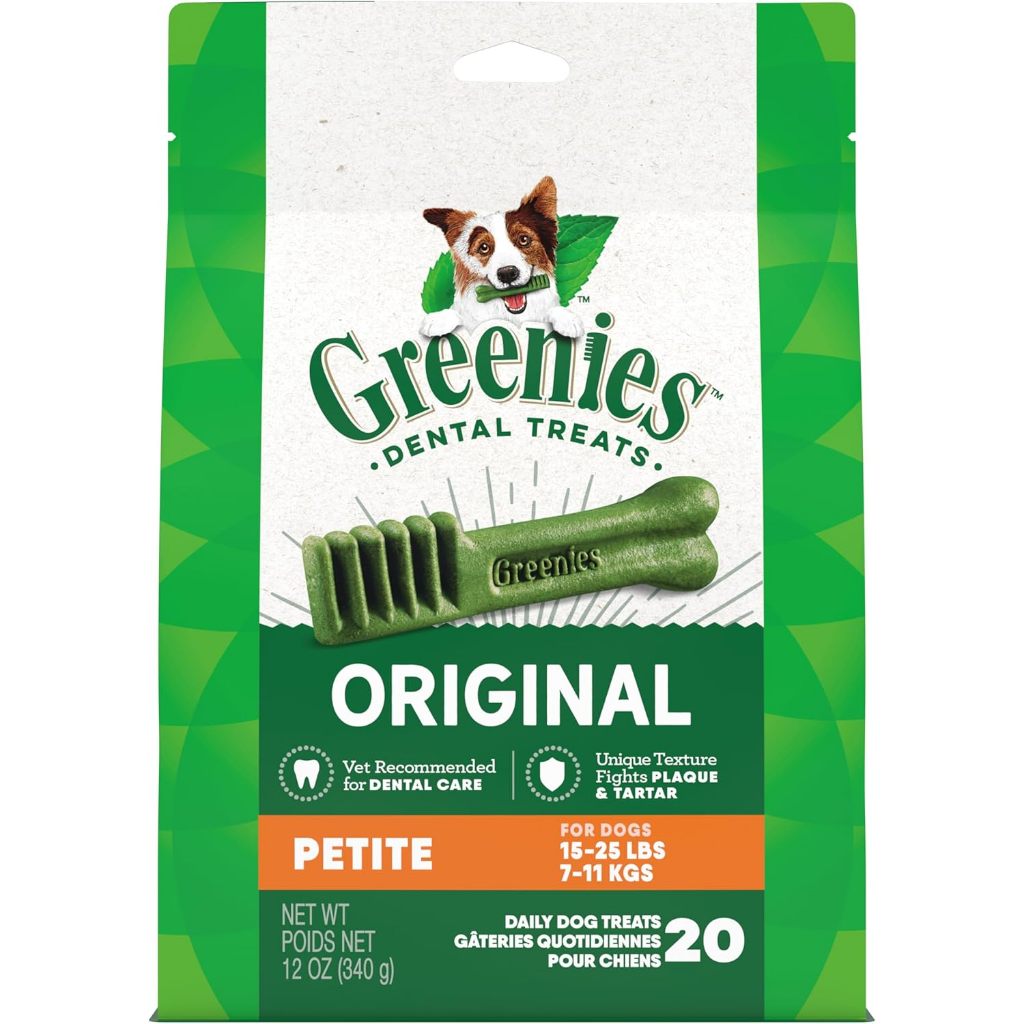 [Greenies] Original Petite Dental Treats for Dogs 340g(20p) / เนื้อสัมผัสที่เป็นเอกลักษณ์ต่อสู้กับคราบพลัคและคราบหินปูน