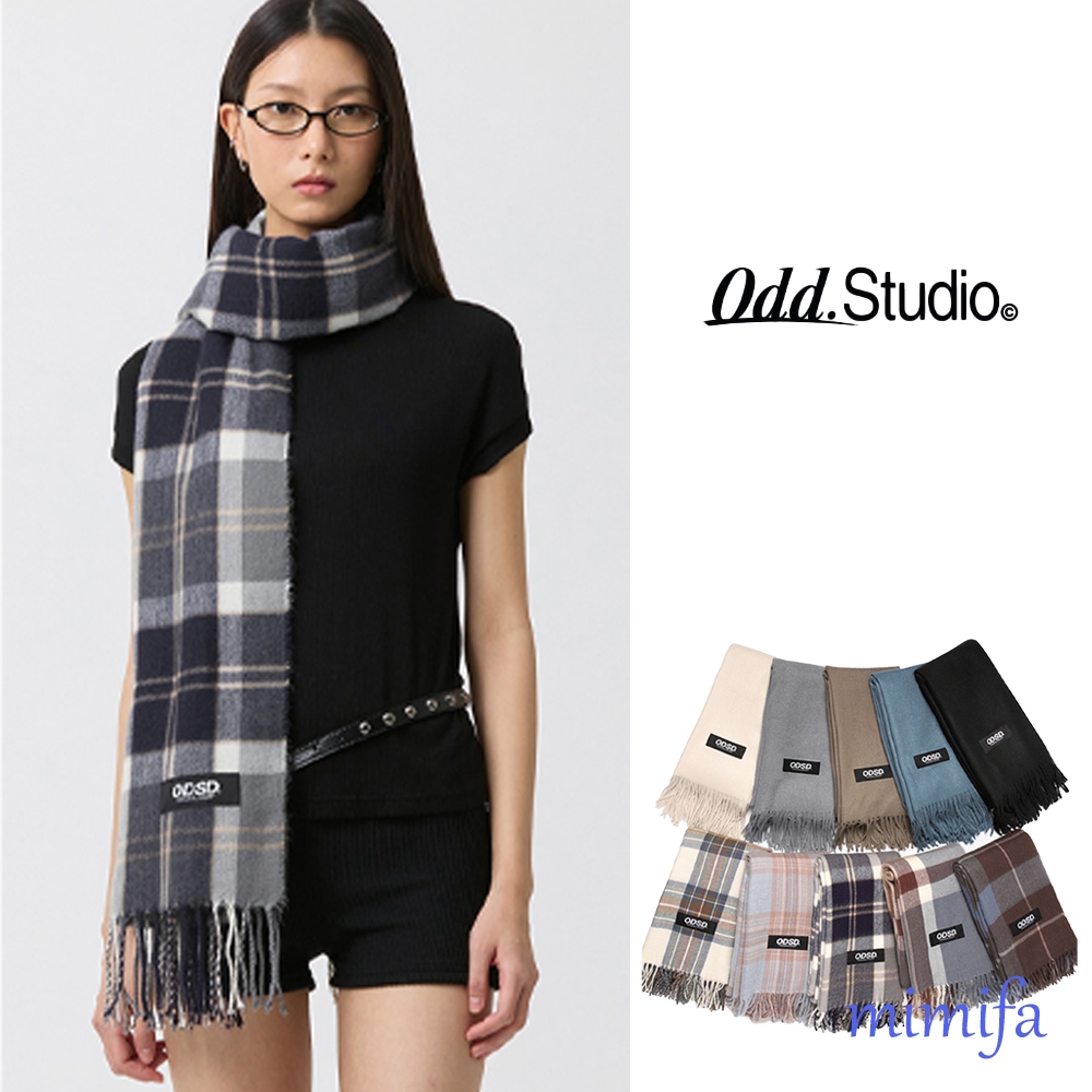 [ODDSTUDIO] ท่อไอเสียลายหมากรุกเสื้อถักพื้นฐาน