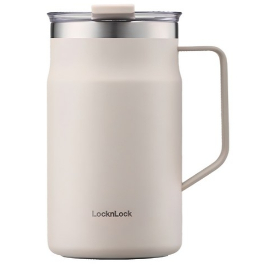 LocknLock Metro Mug Tumbler 600ml / Stainless Steel / Vacuum Insulated / Old Town Ivory / Leak-Proof
