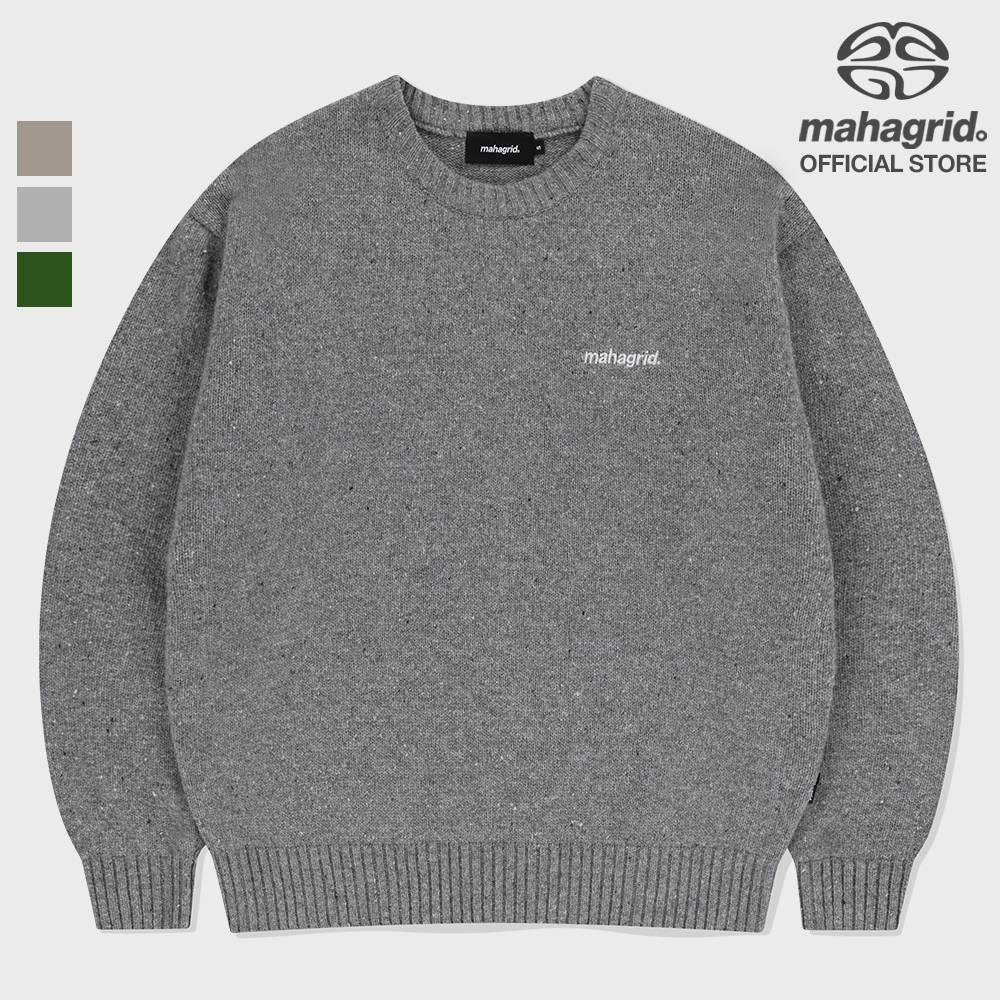 [MAHAGRID] Basic Logo Nep Knit Sweater_Unisex_สไตล์เกาหลี