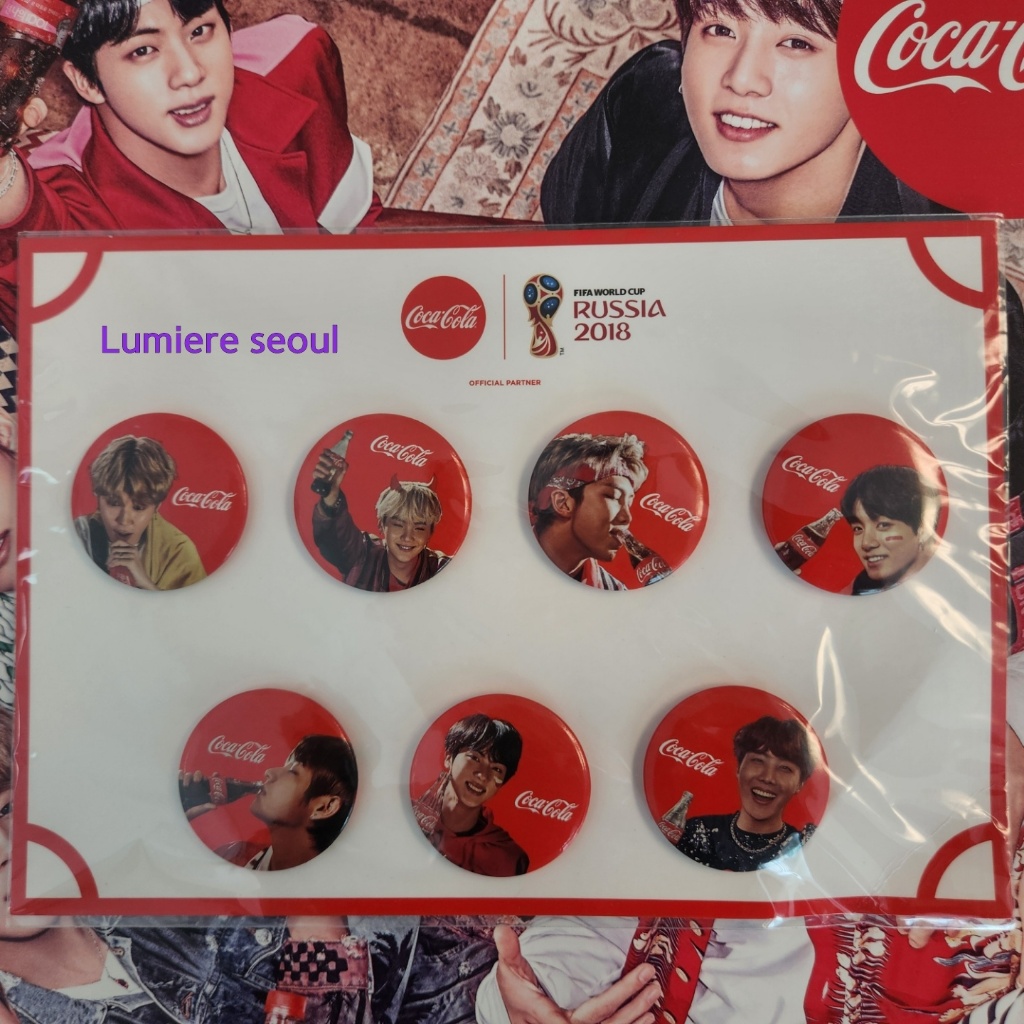 [หายาก] BTS x Coca-Cola 2018 ชุดป้าย Collaboration อย่างเป็นทางการของรัสเซีย