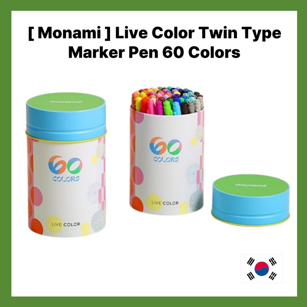 [ Monami ] ปากกามาร์กเกอร์ Live Color Twin Type 60 สี