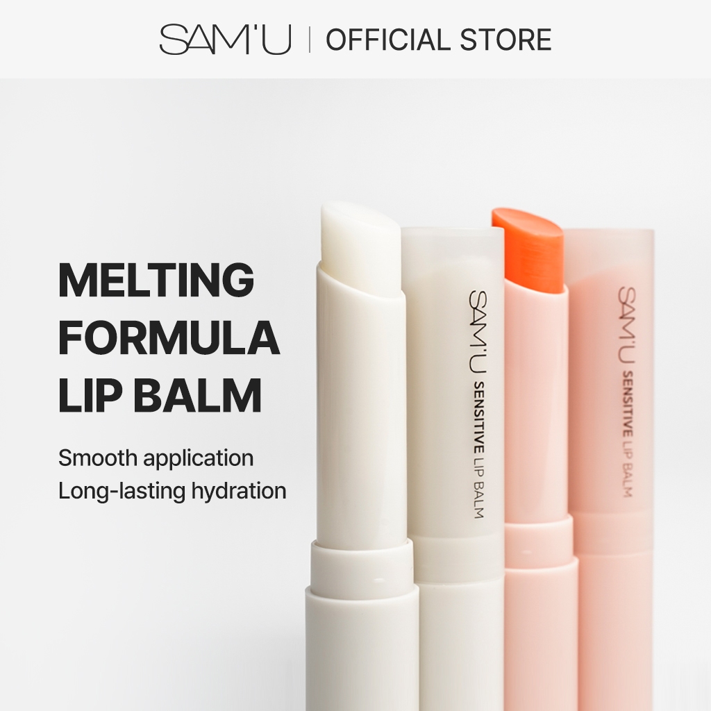 SAM'U Sensitive Lip Balm 3.3g (2 Variations), Clear & Osmanthus, Lip Balm, For Dry & Chapped Lips