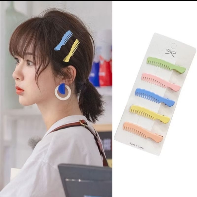 0ne Piece Metal Candy Color Cute Comb Hairclip