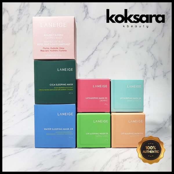 laneige lip sleeping mask มาส์กสำหรับนอนริมฝีปาก berry, apple lime,grapefruit, mint choco, water, lavender, cica