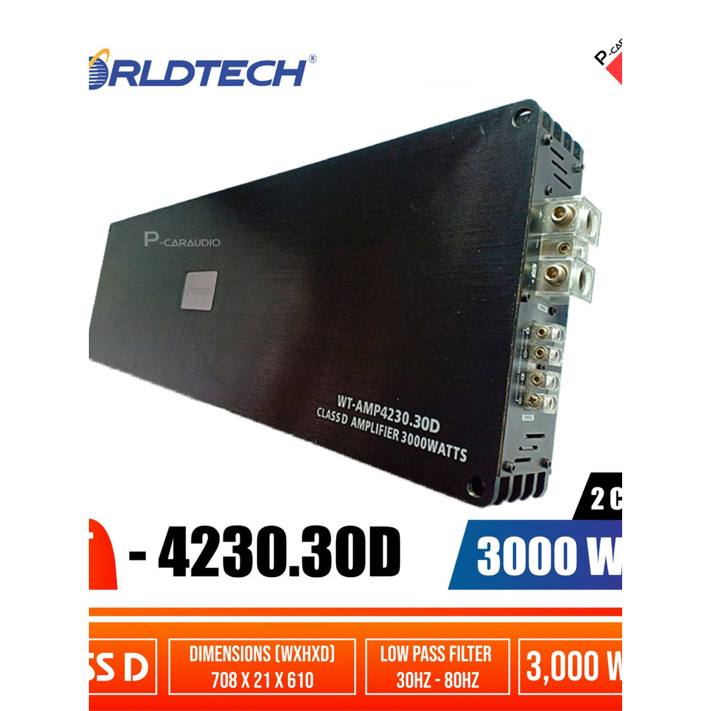 ของดี!! เพาเวอร์แอมป์รถยนต์ คลาสดี 3000W WORLDTECH 4230.30D
