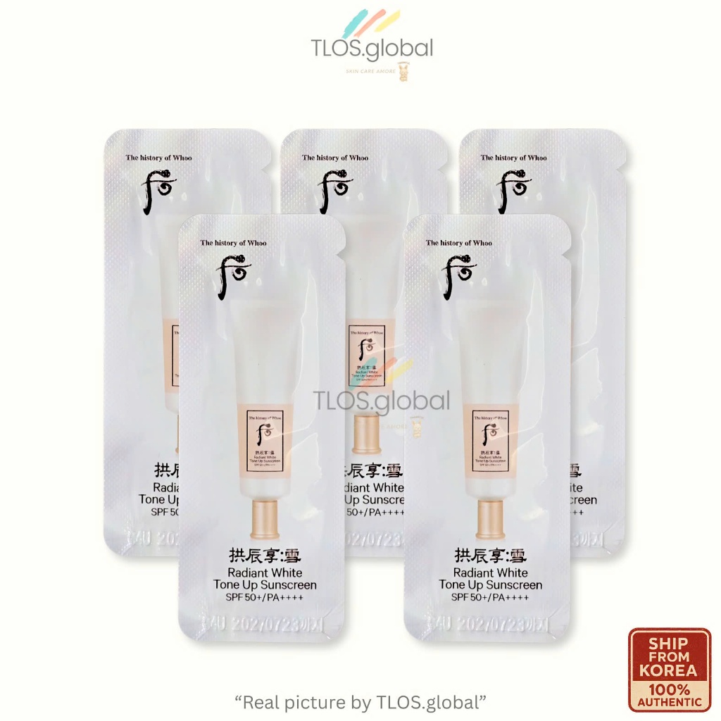 30pcs or 60pcs Whoo Gongjinhyang Seol Radiant White Tone Up Sunscreen SPF50 1ml