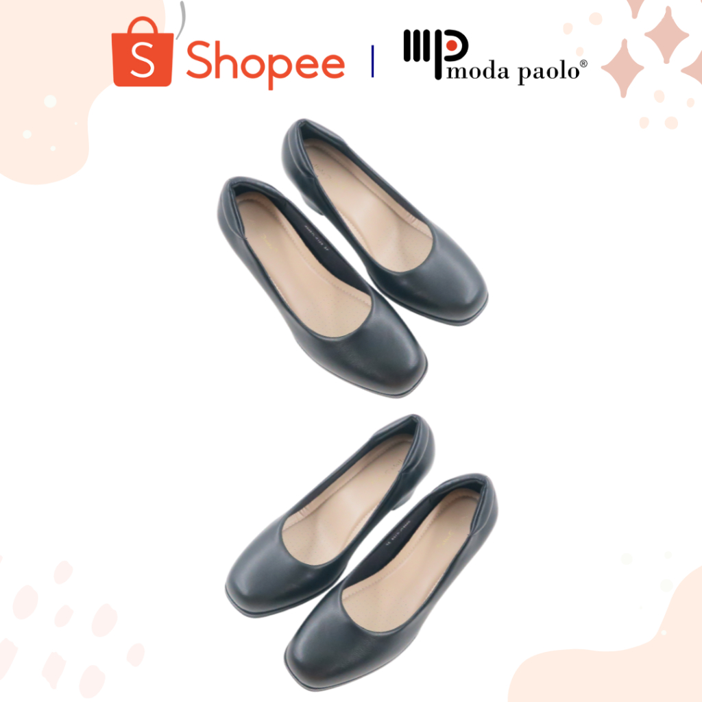 Moda Paolo Ladies Official Heels Plain Design สีดํา (5497L)