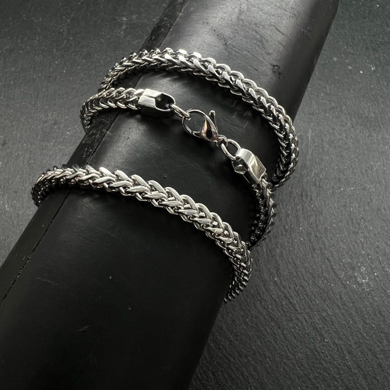 欧美时尚潮流流性不ity钢手链男女士四款方龙โซ่百搭饰品礼物สร้อยคอสแตนเลส