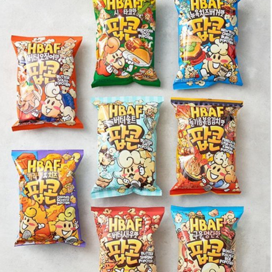 Hbaf Almond NEW POPCORN วาซาบิ มิลค์ ฮันนี่ บัตเตอร์ ของว่างเกาหลี