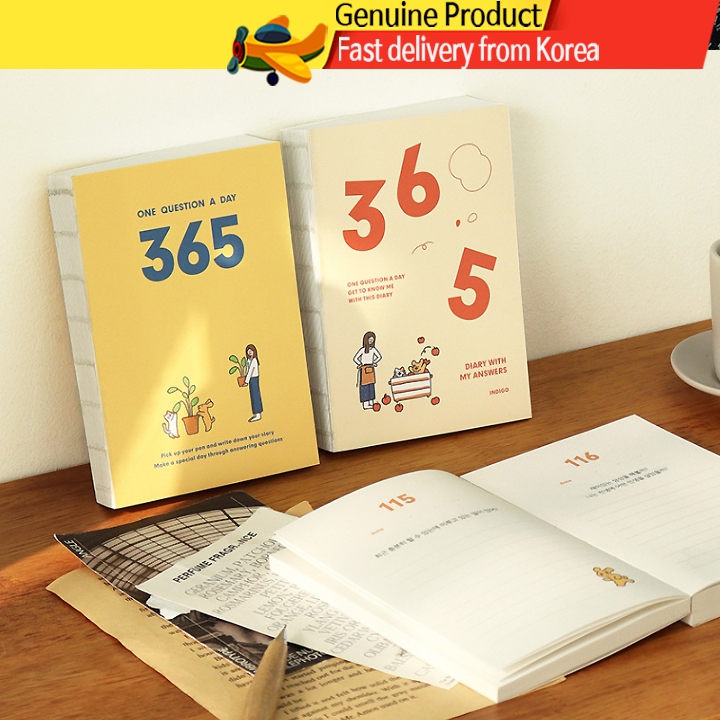 INDIGO Happy Question Diary สมุดบันทึกคำถาม(365 วัน/ปกพีวีซี) สมุดบันทึกคำถามและคำตอบ ไดอารี่เกาหลี