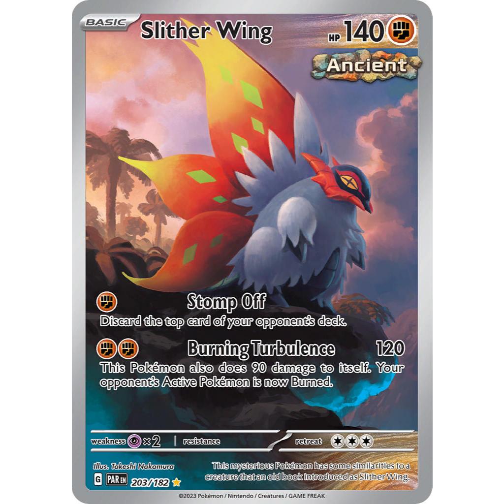 Slither Wing PAR 203/282 Paradox Rift ภาพประกอบ EN Pokemon การ์ดเกม PTCG
