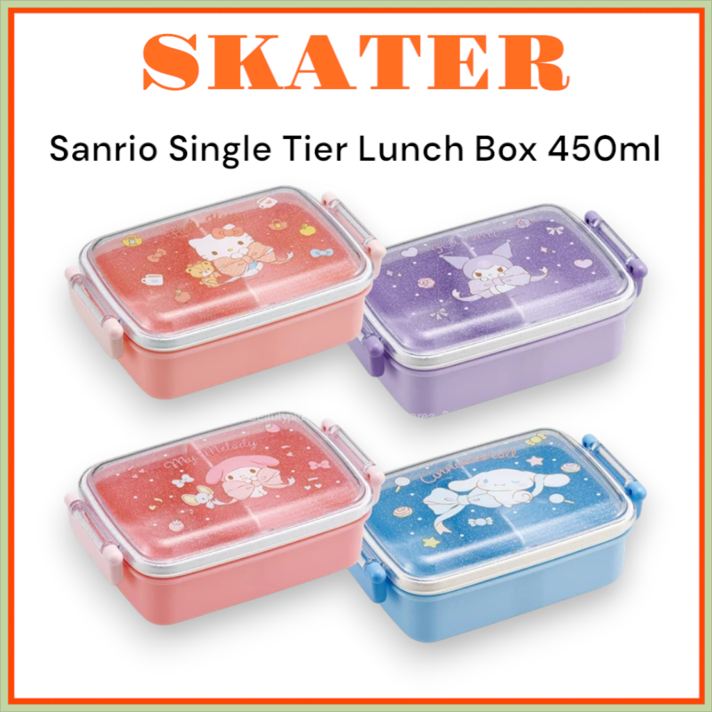 [SKATER] Sanrio กล่องข้าวชั้นเดียว 450ml ริบบิ้นใหญ่ (Kitty / Kuromi / Mymelody / Cinnamoroll) RBF3ANAG