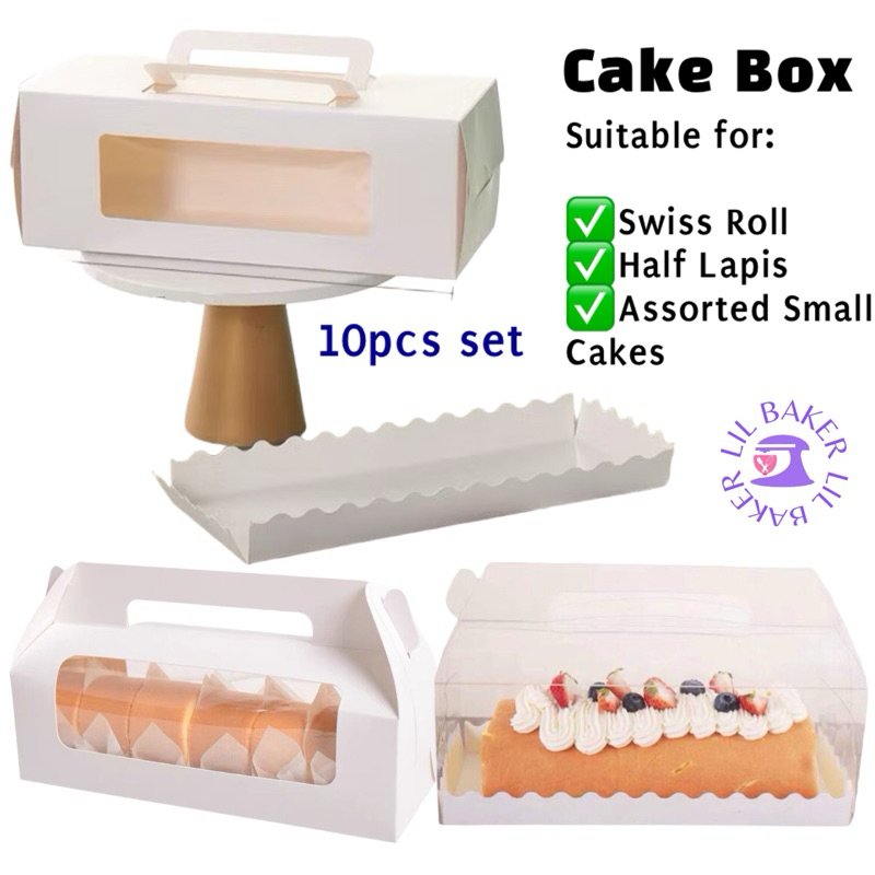[LIL BAKER] SWISS ROLL LAPIS CAKE BOX WITH HANDLE