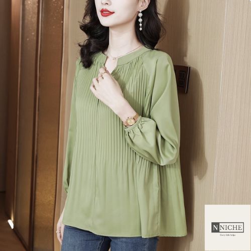 Plus ขนาด XL-4XL ผู้หญิงแขนยาวเสื้อชีฟองเสื้อผู้หญิง