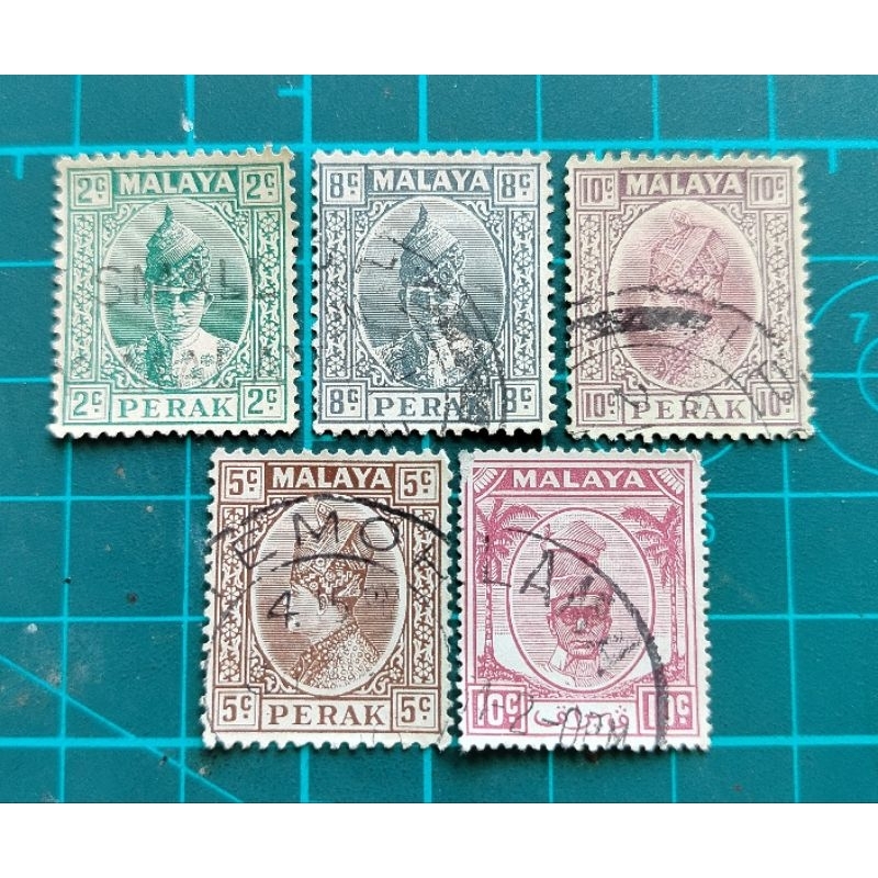 แสตมป์มาลายาสีเงิน Sulltan Iskandar & Sultan Yusuf 1935-50 (5V)