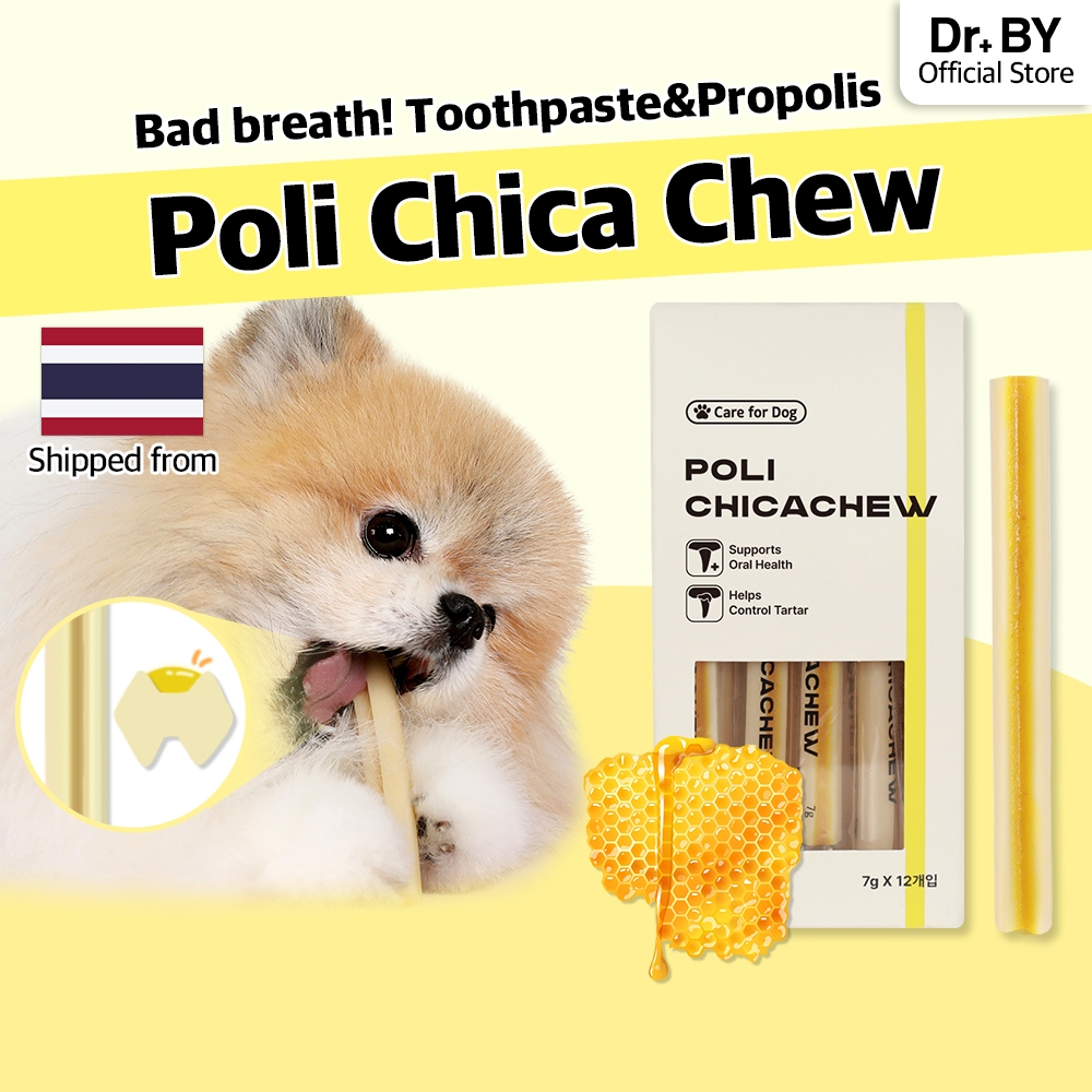 [Doctor By POLI DENTAL CHEW] Dog Dental Chew Gum ยาสีฟันกลิ่นปาก ภูมิคุ้มกันโพลิส (12 แท่ง)