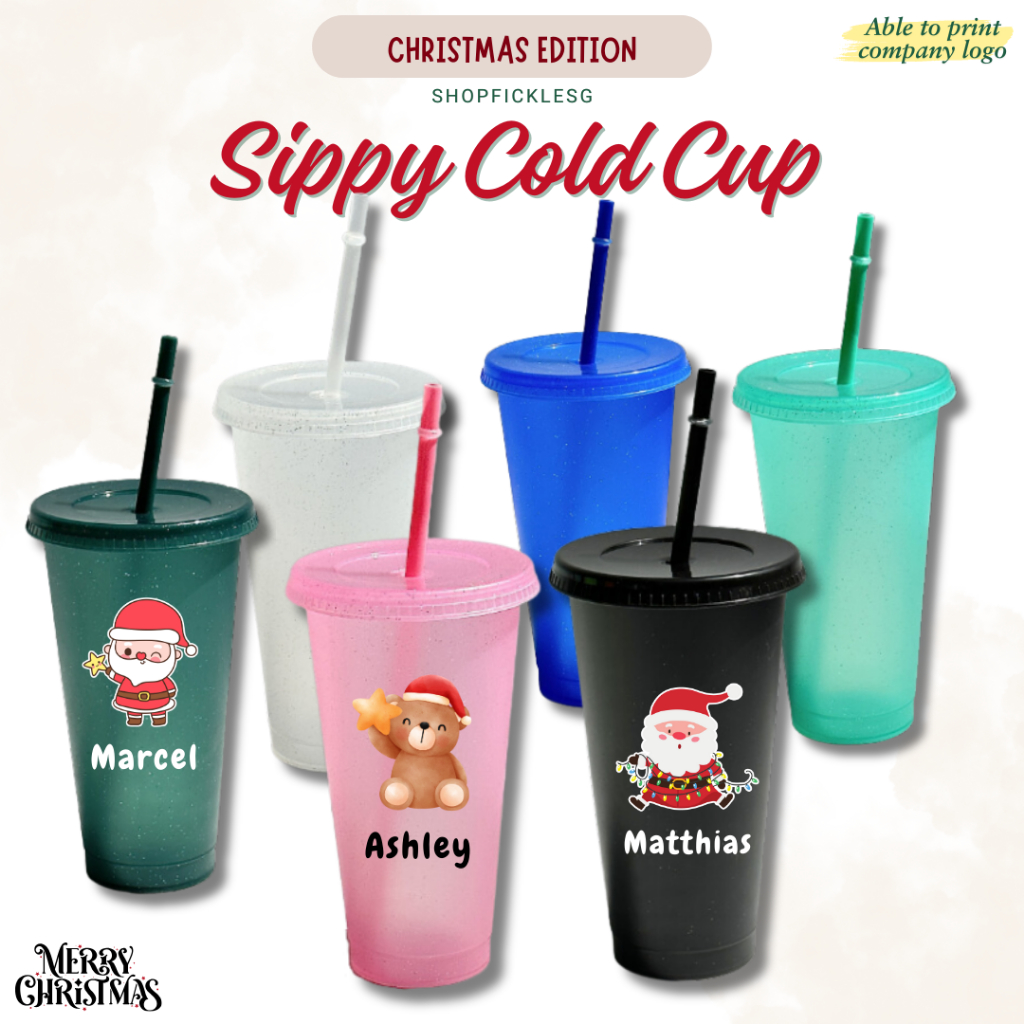 *SG INSTOCK* Reusable Plastic Glitter Cold Cup Sippy Cup 710ml/24oz YEAR END Birthday Party