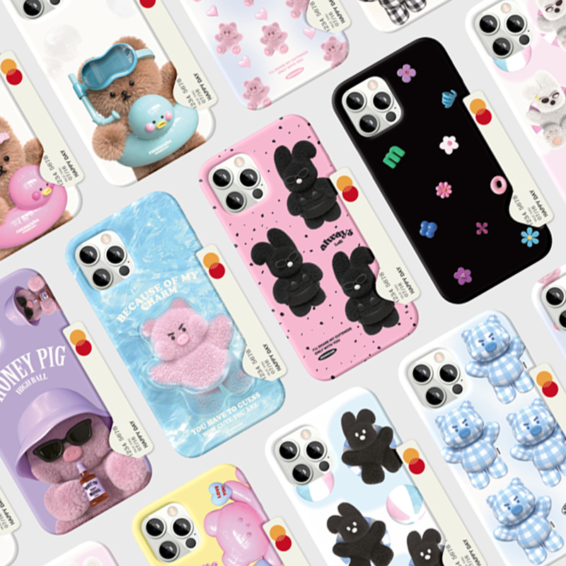 เคสโทรศัพท์เกาหลี เข้ากันได้กับ iPhone เพิ่ม 16 Series Card Storage Hard Matte Slim ดีไซน์น่ารัก Galaxy Samsung