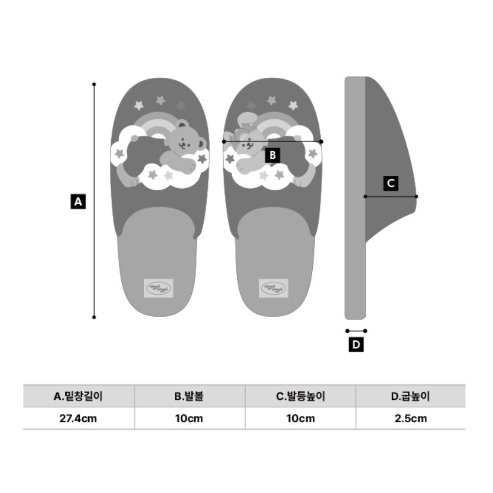Terry HOME SLIPPER – Cloud Bear&Bunny ราคา ถูกที่สุด ดีลบีเคเค แกลเลอรีภาพที่ 8