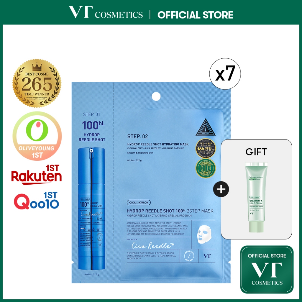 [VT] Hydrop Reedle Shot 2 Step Mask 7 ชิ้นพร้อมชุดของขวัญ Quick Soothing Set [เรือธงอย่างเป็นทางการ]