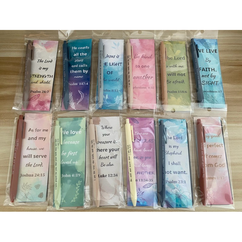 Bible verse ปากกาเจลโรลเลอร์บอลแบบยืดหดได้พร้อมที่คั่นหนังสือ (สุ่ม 1 ชุด) - พระคัมภีร์สร้างแรงบันดา