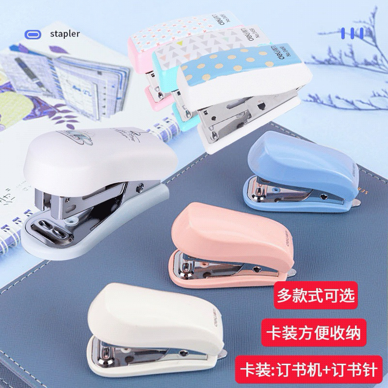 Deli Mini Cute Stapler Set with 1 box Staples School Office Supplies