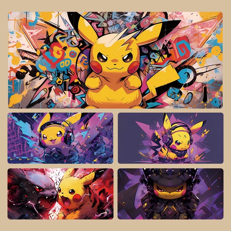 Pikachu Mouse Pad Super ขนาดใหญ่อะนิเมะสองมิติ Pokémon การ์ตูนน่ารักนักเรียนแป้นพิมพ์คอมพิวเตอร์ Pad