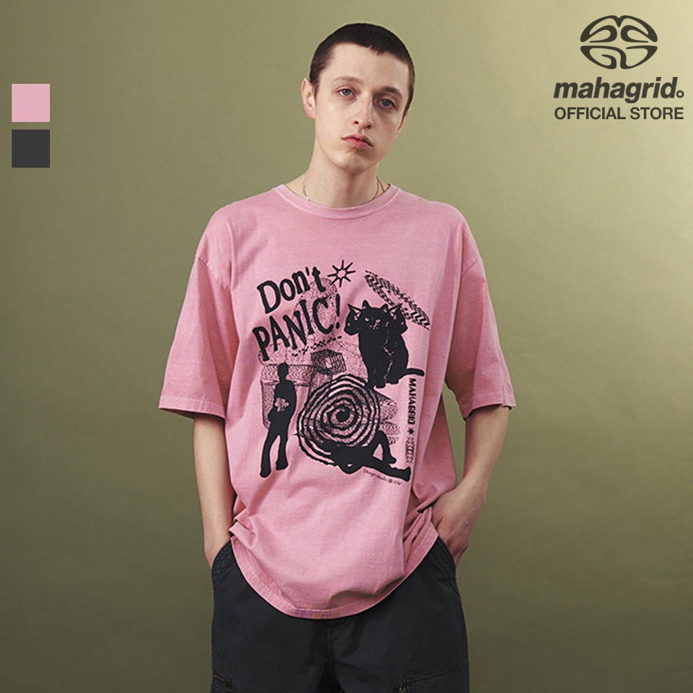 [MAHAGRID] Dont Panic Pigment T-shirt_Unisex_สไตล์เกาหลี