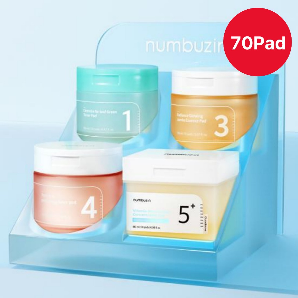 [Olive Young] Numbuzin No.1 No.3 No.4 No.5 Pad 70P - Centella Re-leaf, Radiance Glowing, Pore Zero, 