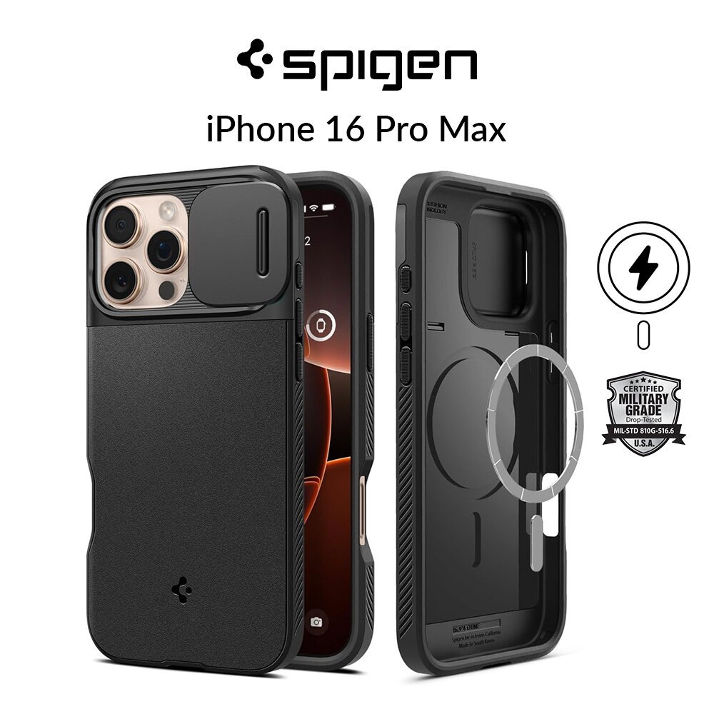 Spigen iPhone 16 Pro Max Case 6.9" Optik Armor MagFit Camera Cover Magnetic Phone Case iPhone Cover