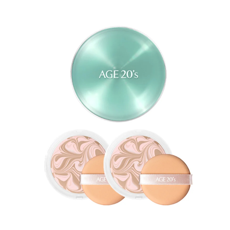 [AGE 20s] Essence Cover Pact Cushion Fresh Radiance Case 1p + Refill 2p Set