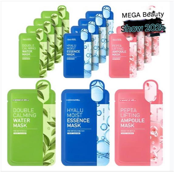 Mediheal Double Calming Water Mask 5p + Hyalu Moist Essence Mask 5p + Pepta Lifting Ampoule Mask 5p 