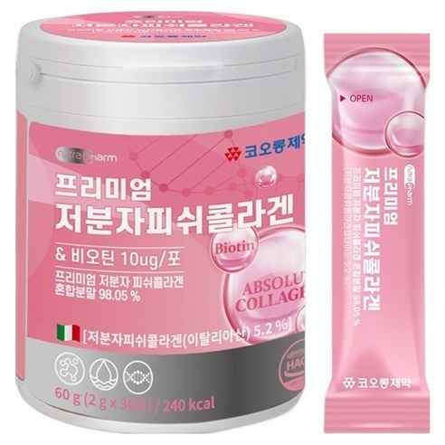 Kolon Pharma Premium Low Molecular Fish Collagen with Biotin 2000mg | 30 แท่ง (60ก)