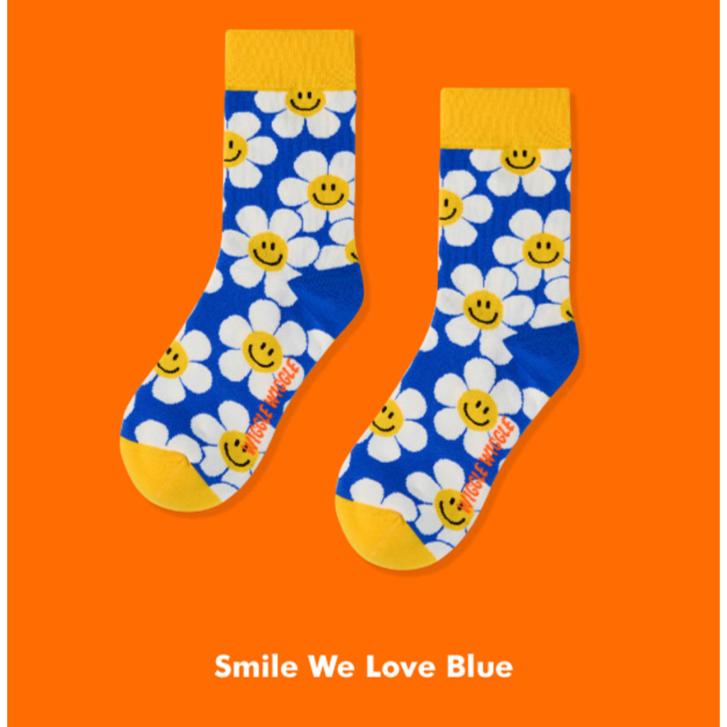 [Wiggle Wiggle] PATTERN SOCKS - Smile We Love Blue
