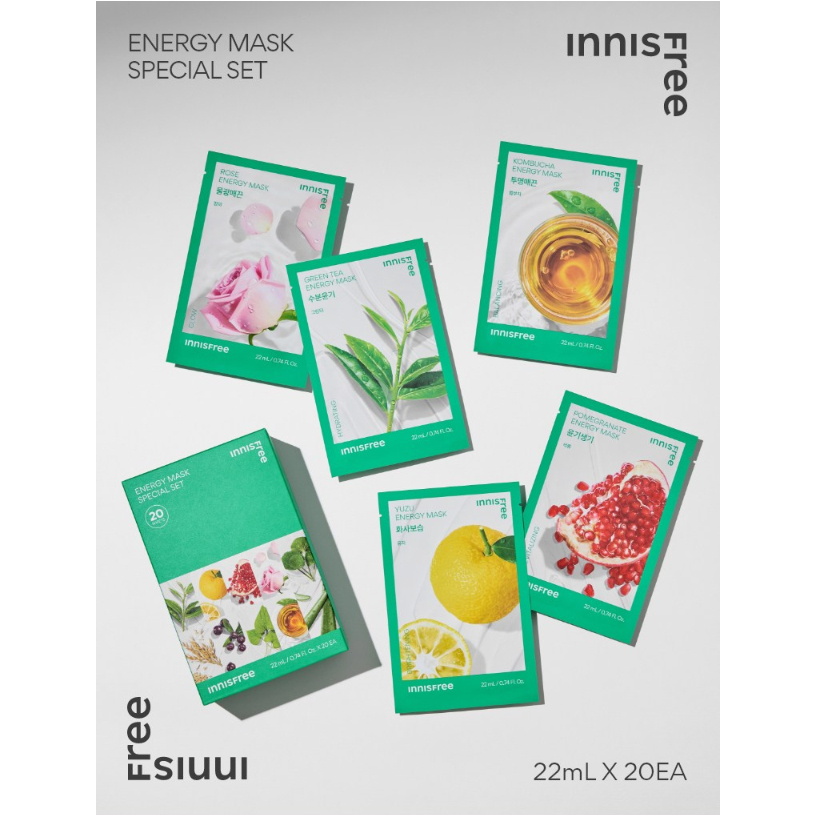 Innisfree Korea Popular Energy Mask Special 10 ชนิด x 2p รวม 20 ชุด