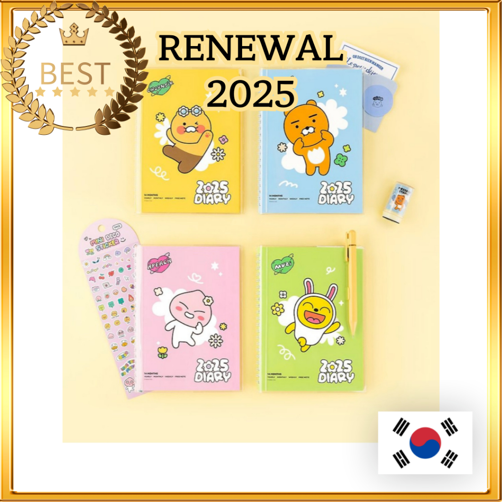 [KAKAO FRIENDS] 2025 Inspiring SAY CHEESE Diary / New Year Kakao Calendar Weekly Monthly Planner ปฏิทิน Kakao ปีใหม่ รายสัปดาห์ รายเดือน ไดอารี่ตัวละคร ปฏิทินตั้งโต๊ะ ปีใหม่