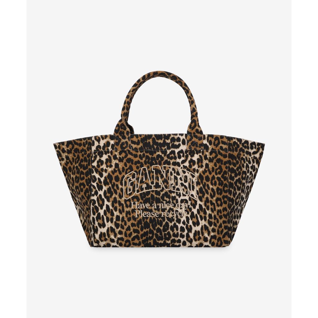 ❤️[GANNI]XXL กระเป๋านักช้อปพิมพ์ลาย - Leopard / A5822943 ของแท้100%