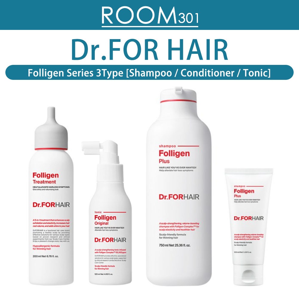 [Dr.FOR Hair] Folligen Plus Series 3Type [แชมพู / ครีมนวดผม / โทนิค]