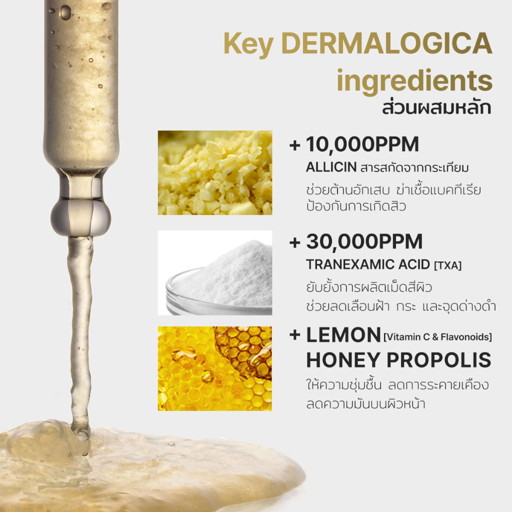 [P.CALM] Garlic TXA 4 Skin Clearing Serum 30ml เซรั่มกระเทียมTXA ลดอักเสบและรอยดำ ราคา ถูกที่สุด ดีลบีเคเค แกลเลอรีภาพที่ 4