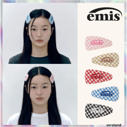 [EMIS] Gingham CHECK WIDE HAIRPIN