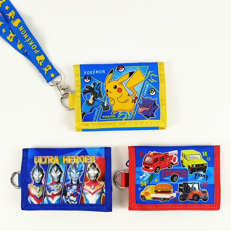 Tomica Pokemon Pikachu Nylon 3-Fold Child Wallet w/ Nect Strap 8353