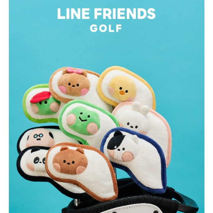 Line Friends Golf Iron Cover 9pcs ฝาครอบเหล็กกอล์ฟ 9 ชิ้น Line Friends Korea