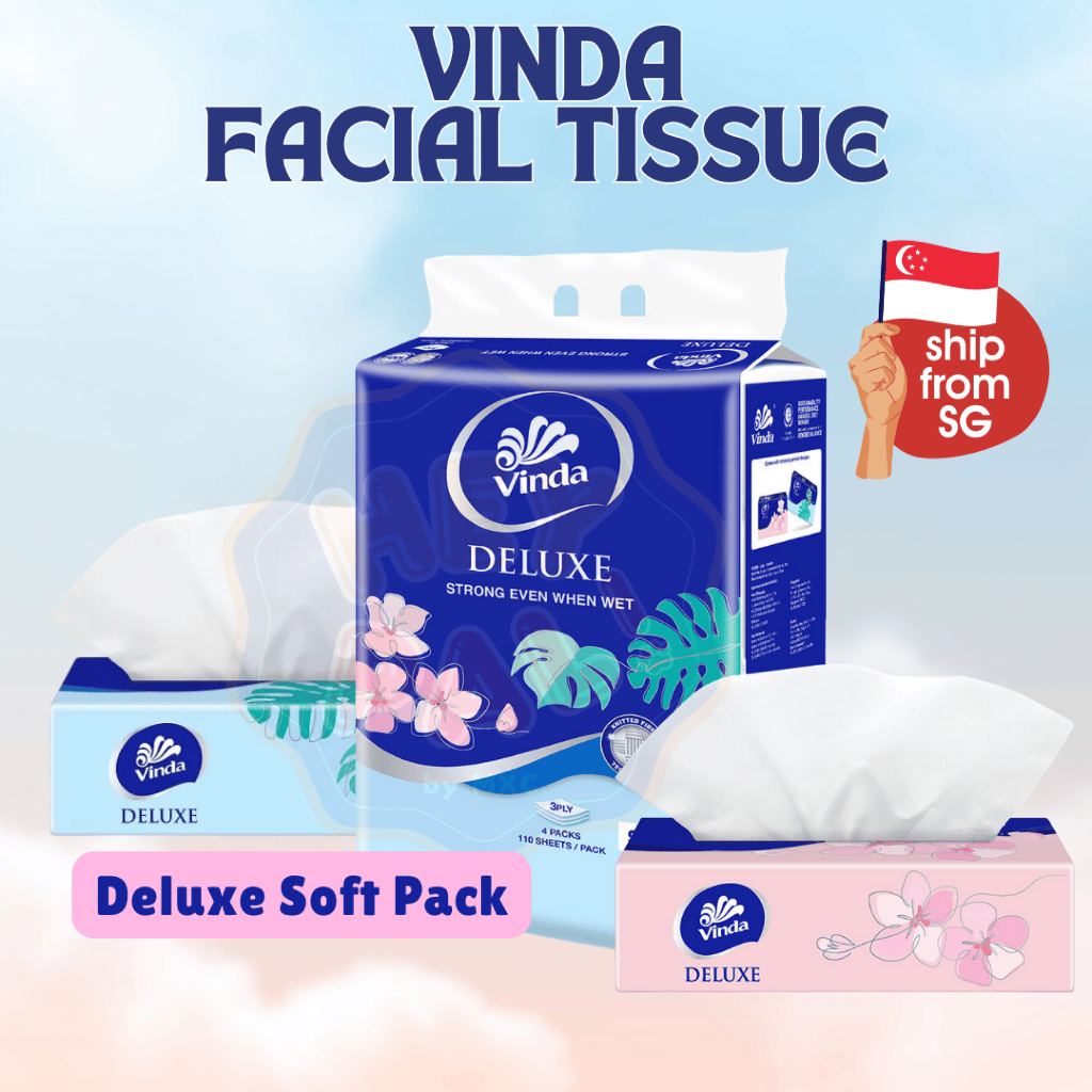 Vinda Deluxe Facial Tissue Soft Pack - ทิชชู่ 3 ชั้นระดับพรีเมียม
